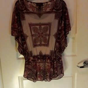 INC Blouse. Off white and burgundy with shell top size large